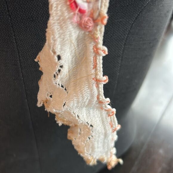 Handcrafted, cotton poly embroidered kerchief neck piece hat head scarf floral - Picture 5 of 12